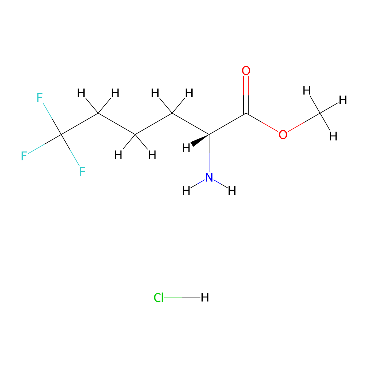 methyl (2R)-2-amino-6,6,6-trifluorohexanoate hydrochloride molecular structure, CAS 2704285-07-2