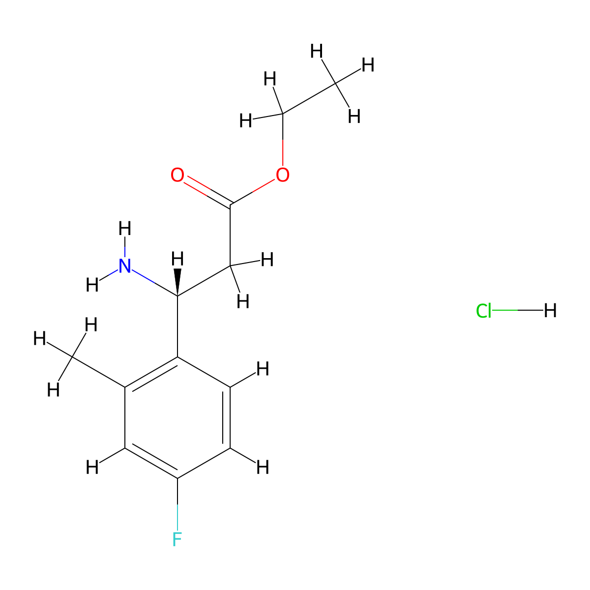 Ethyl (3R)-3-amino-3-(4-fluoro-2-methylphenyl)propanoate hydrochloride molecular structure, CAS 2704435-19-6