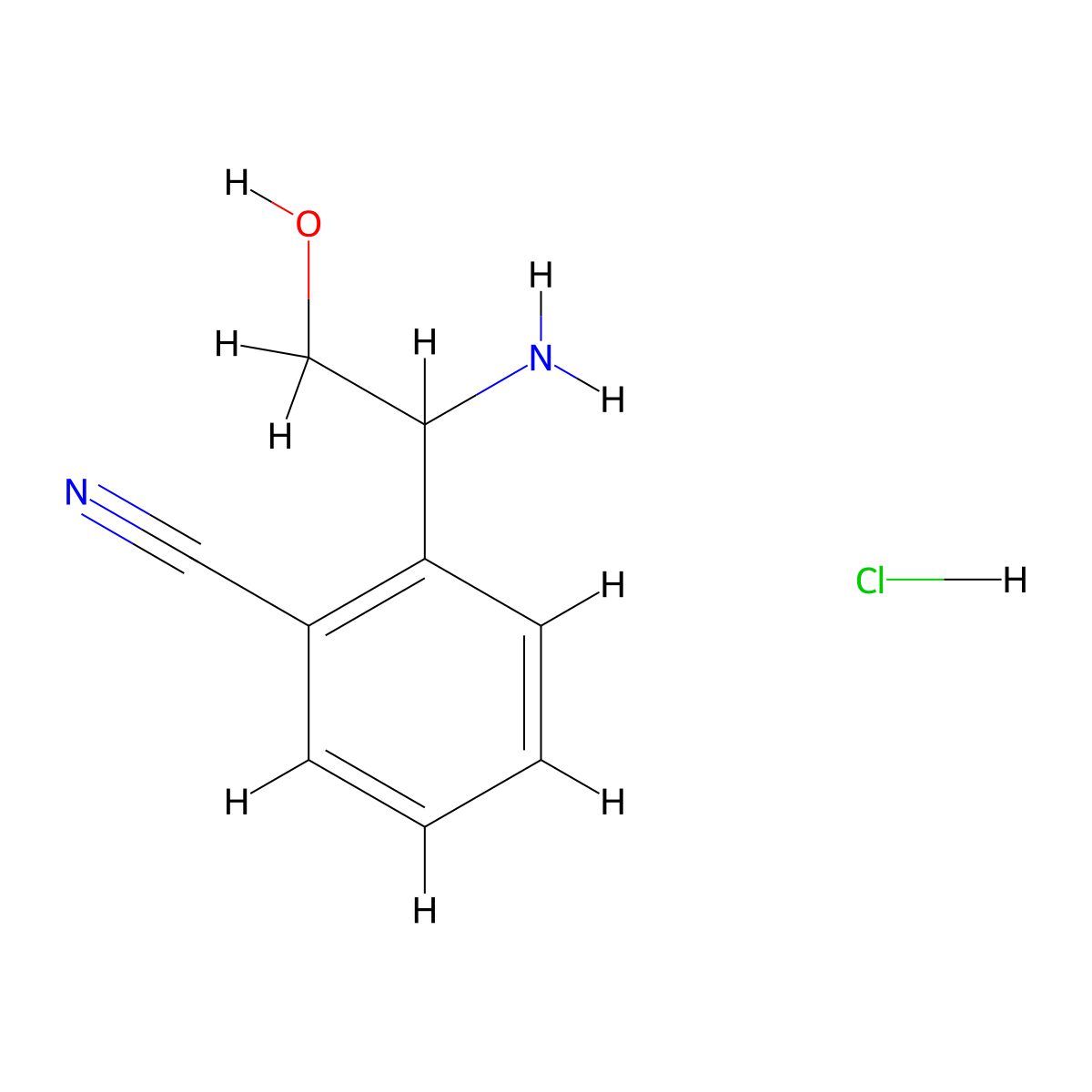 2-(1-amino-2-hydroxyethyl)benzonitrile HCL molecular structure, CAS 2704435-27-6