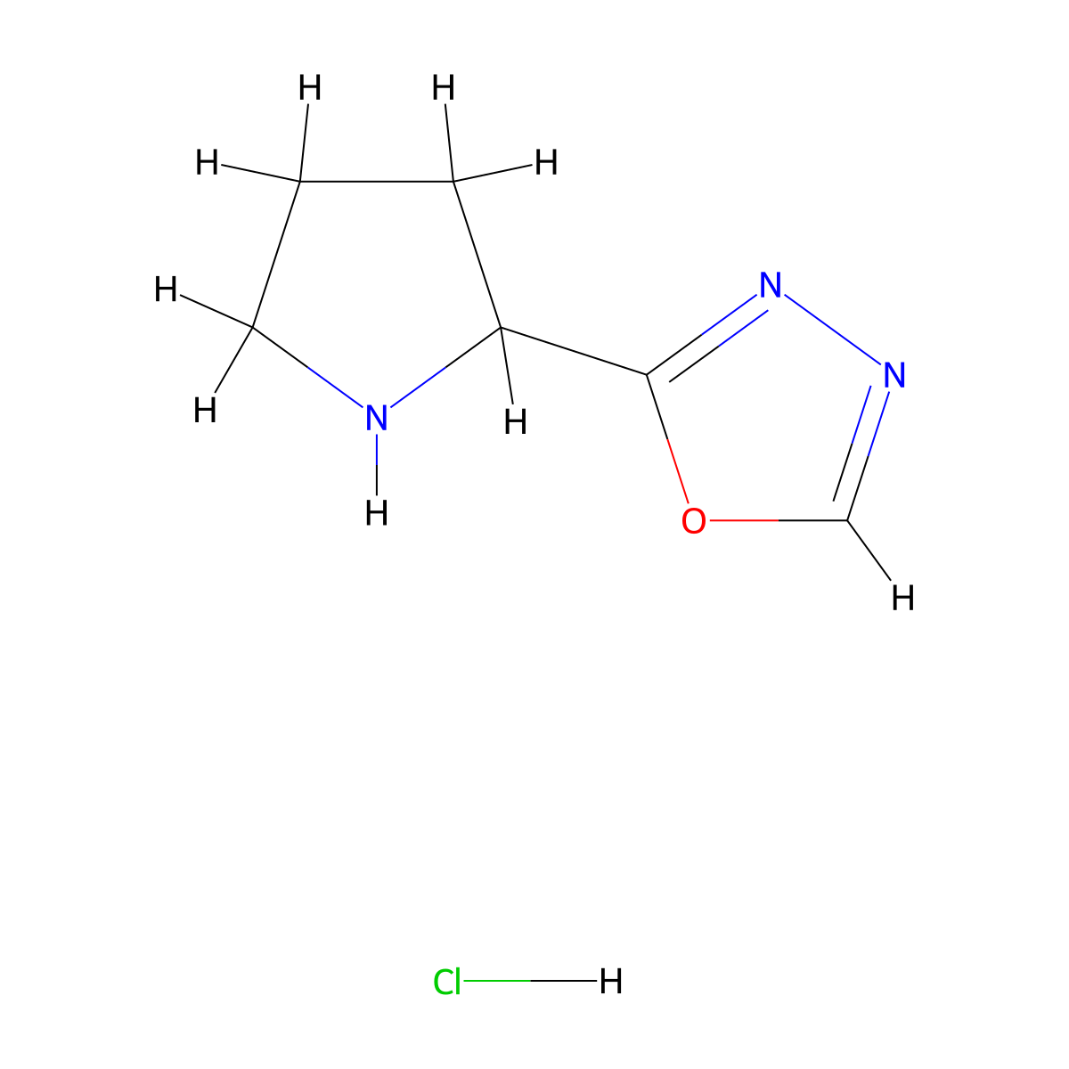 2-(Pyrrolidin-2-yl)-1,3,4-oxadiazole hydrochloride molecular structure, CAS 2704466-37-3