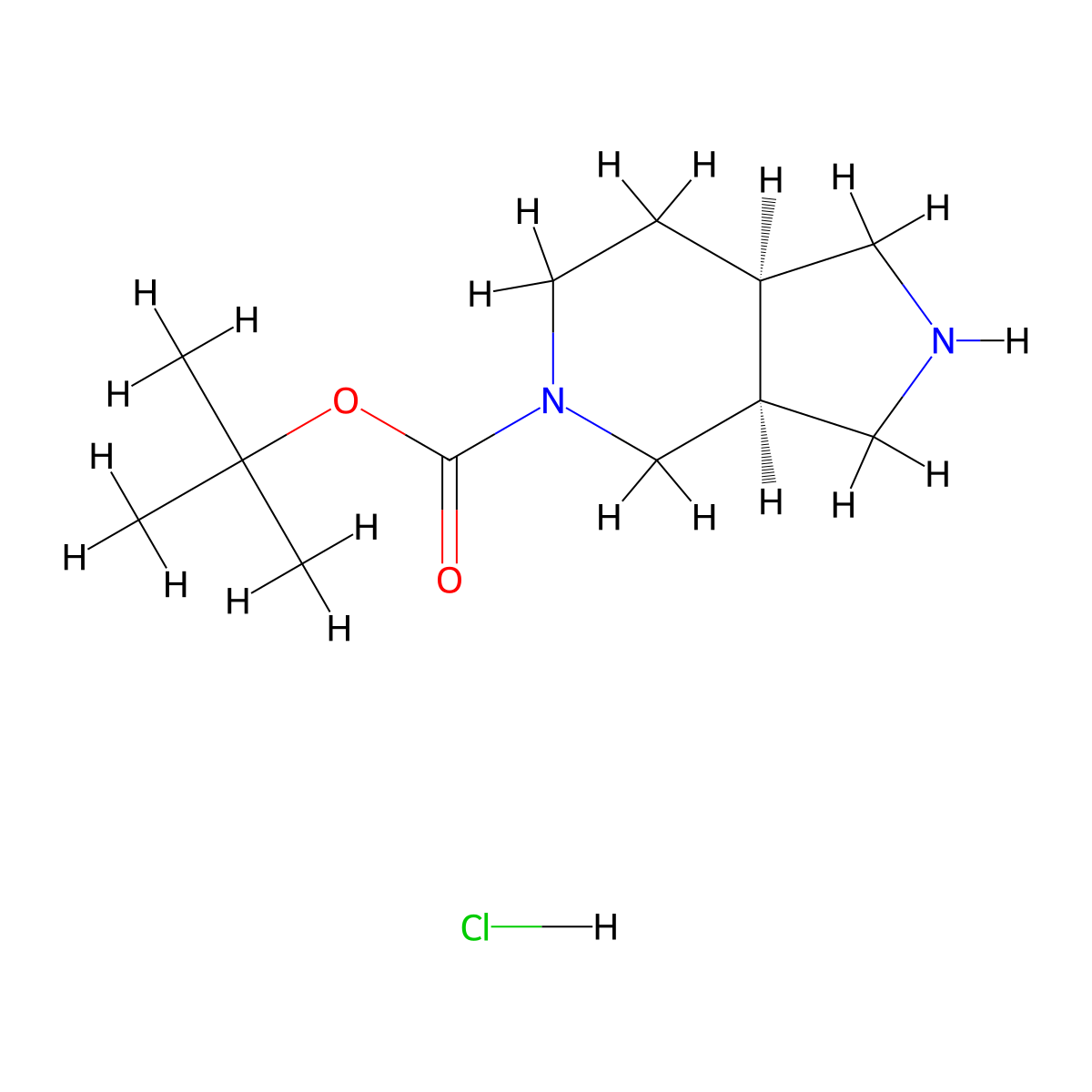 Tert-butyl cis-1,2,3,3a,4,6,7,7a-octahydropyrrolo[3,4-c]pyridine-5-carboxylate;hydrochloride molecular structure, CAS 2704523-23-7