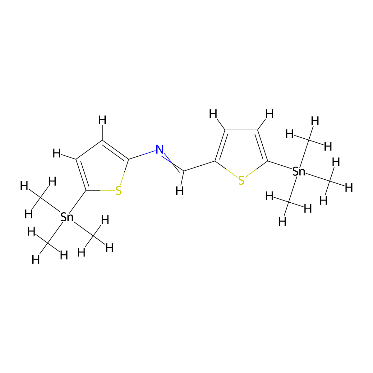N,1-bis(5-trimethylstannylthiophen-2-yl)methanimine molecular structure, CAS 2704541-57-9