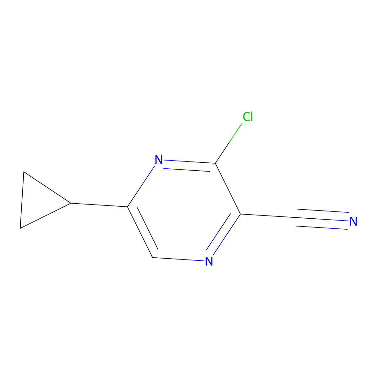 3-Chloro-5-cyclopropylpyrazine-2-carbonitrile molecular structure, CAS 2704571-51-5