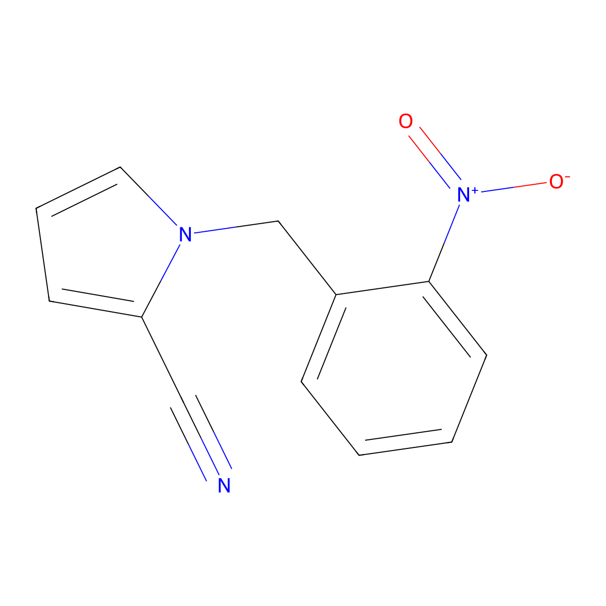 1-(2-nitrobenzyl)-1H-pyrrole-2-carbonitrile molecular structure, CAS 27046-47-5
