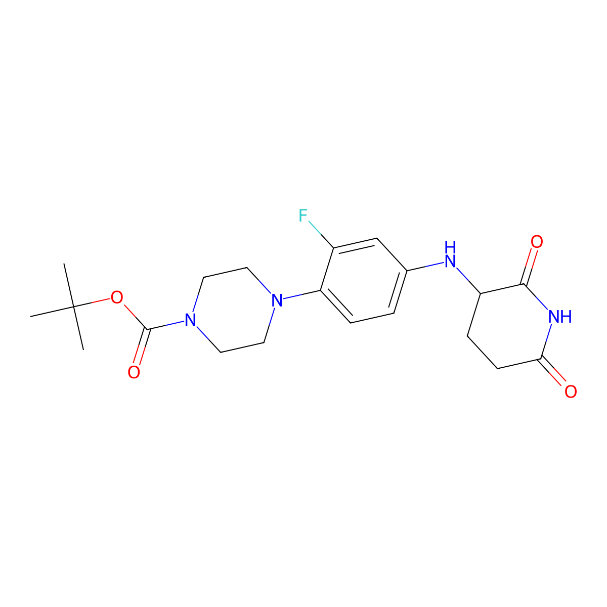 Tert-butyl 4-(4-[(2,6-dioxopiperidin-3-yl)amino]-2-fluorophenyl)piperazine-1-carboxylate molecular structure, CAS 2704620-73-3