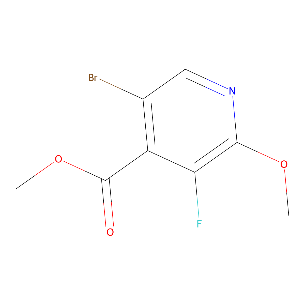 Methyl 5-bromo-3-fluoro-2-methoxyisonicotinate molecular structure, CAS 2704631-15-0
