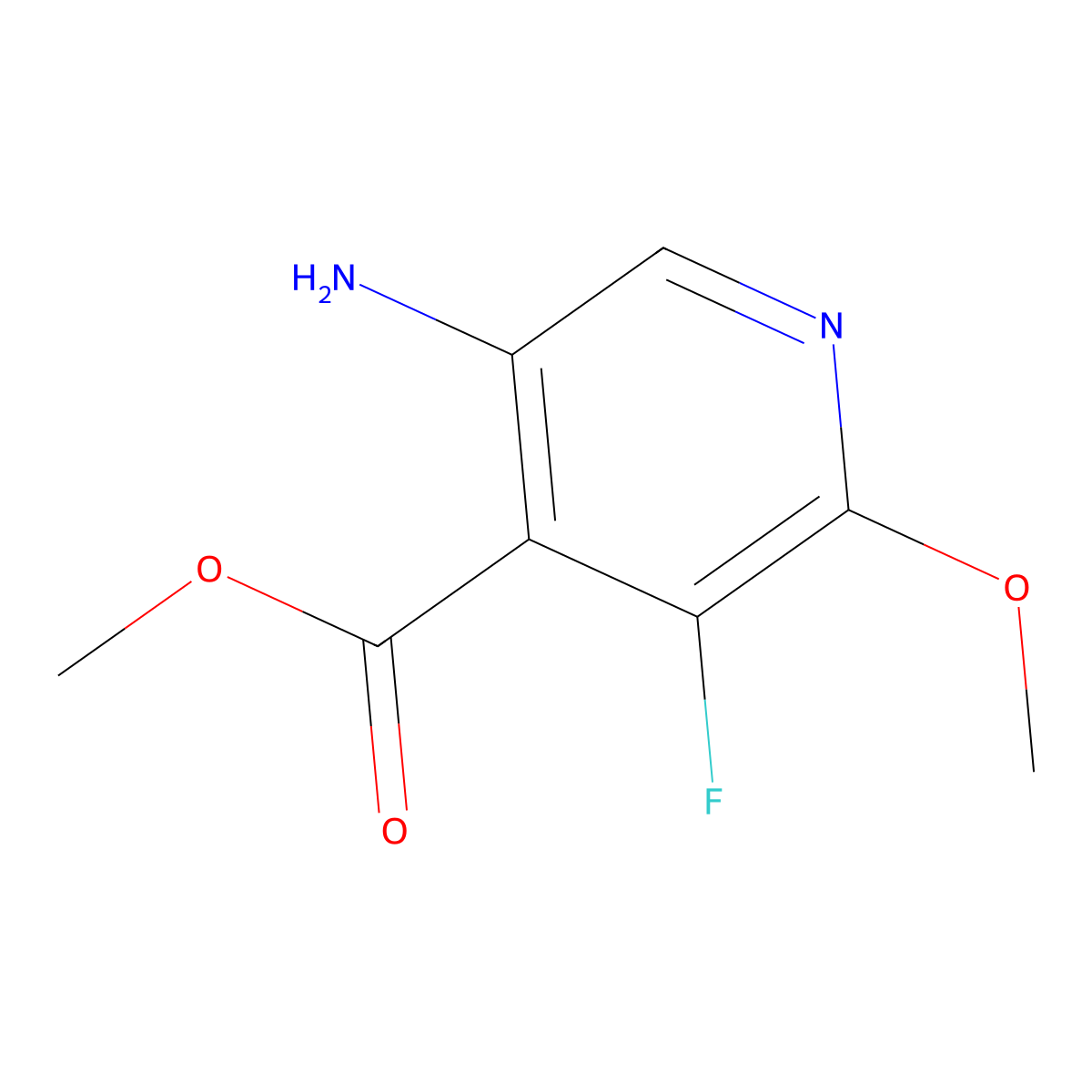 Methyl 5-amino-3-fluoro-2-methoxy-pyridine-4-carboxylate molecular structure, CAS 2704631-17-2
