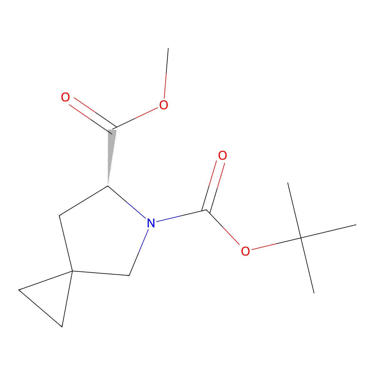5-Tert-butyl 6-methyl (6R)-5-azaspiro[2.4]heptane-5,6-dicarboxylate molecular structure, CAS 2704674-72-4