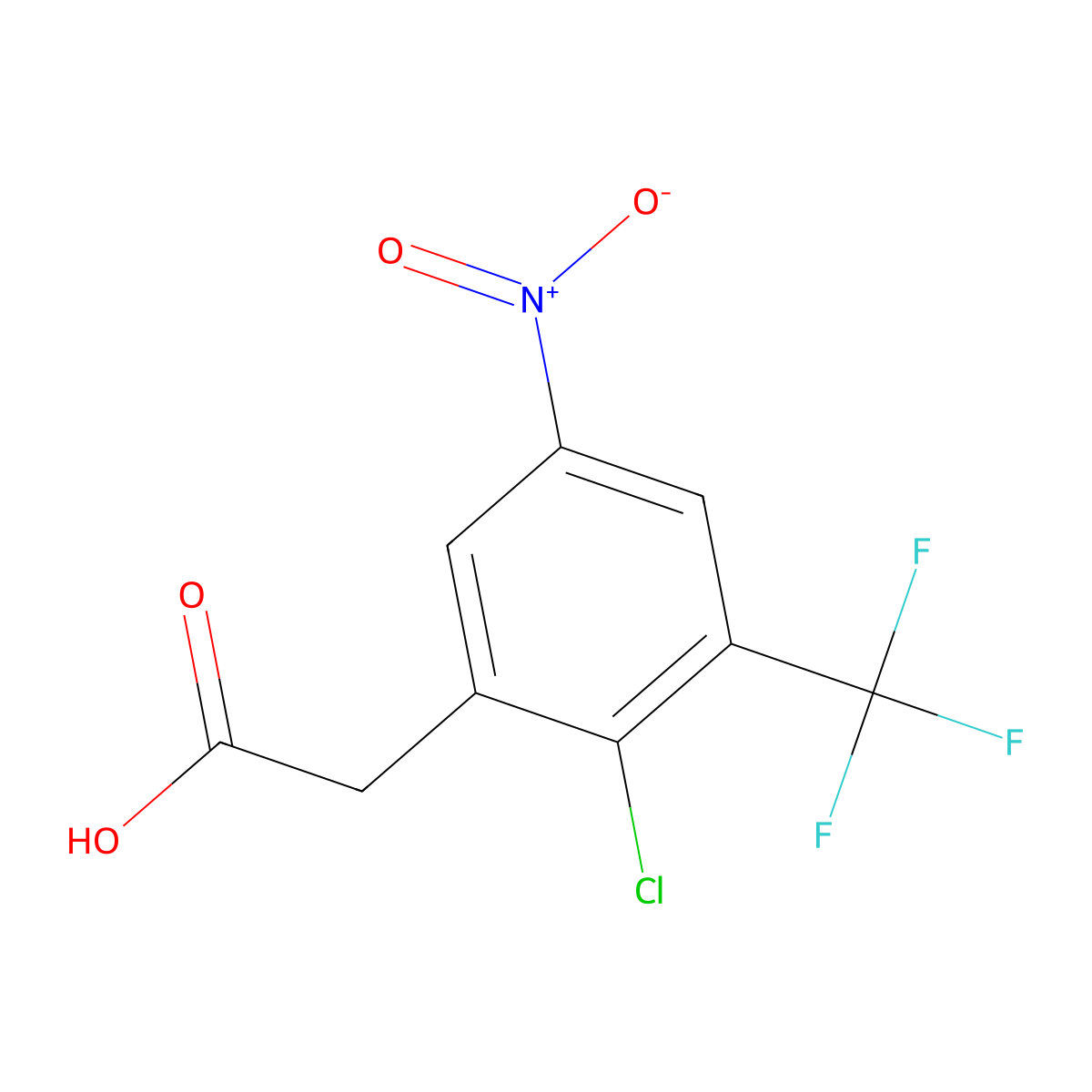 2-[2-Chloro-5-nitro-3-(trifluoromethyl)phenyl]acetic acid molecular structure, CAS 2704755-32-6