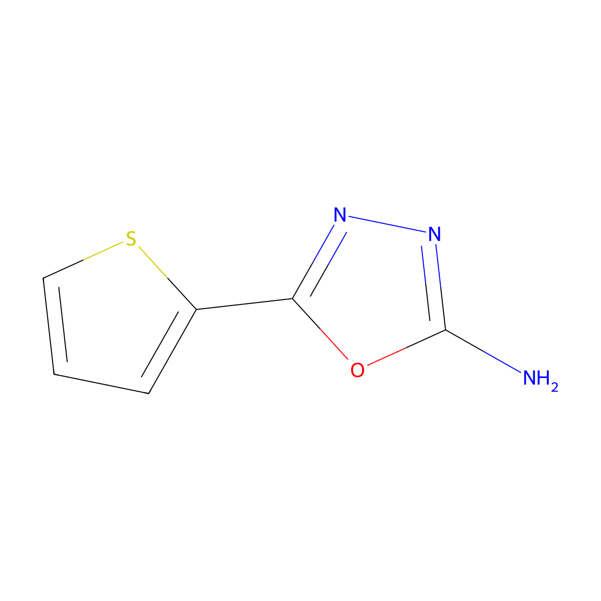 5-(Thiophen-2-yl)-1,3,4-oxadiazol-2-amine molecular structure, CAS 27049-71-4