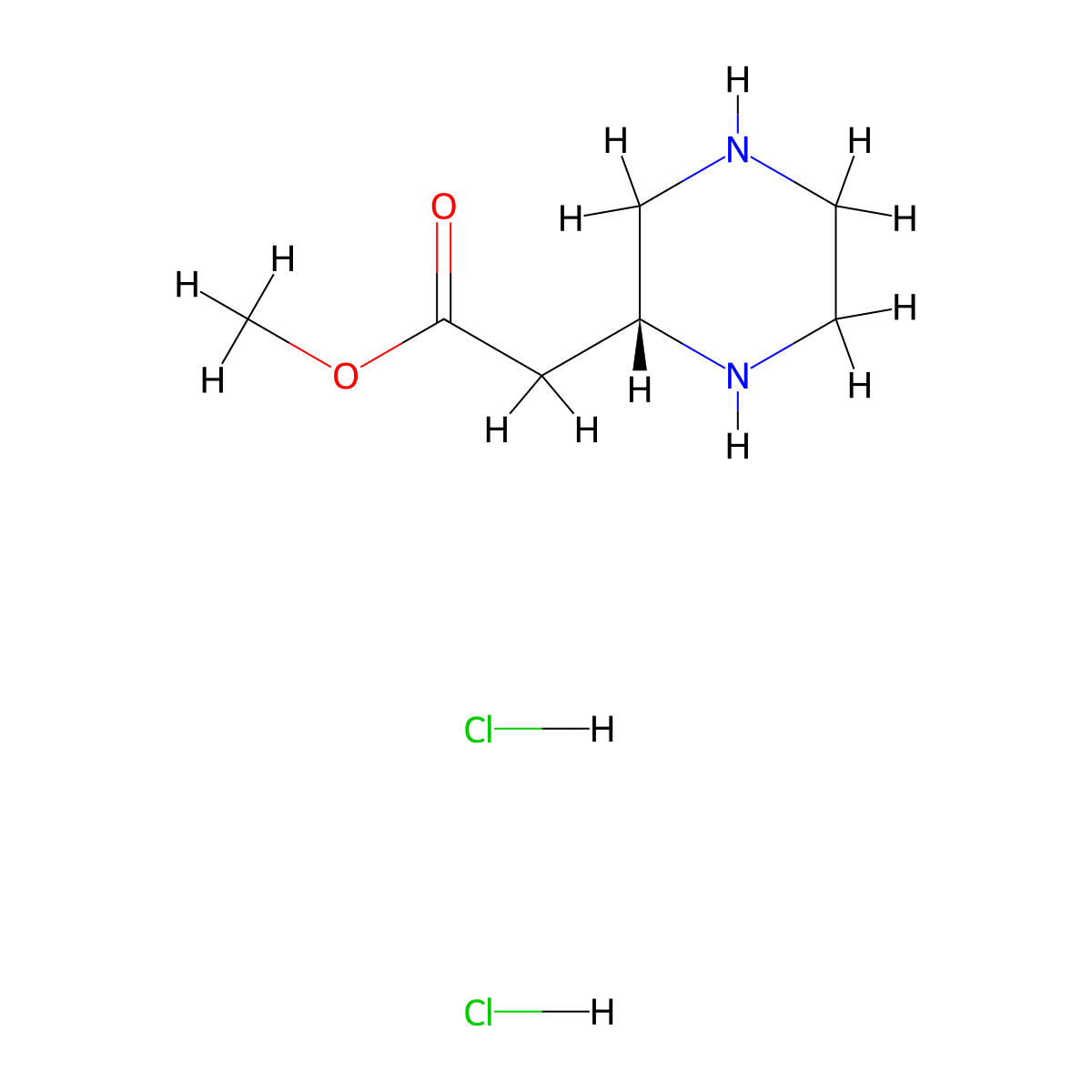 methyl 2-[(2R)-piperazin-2-yl]acetate;dihydrochloride molecular structure, CAS 2704950-85-4