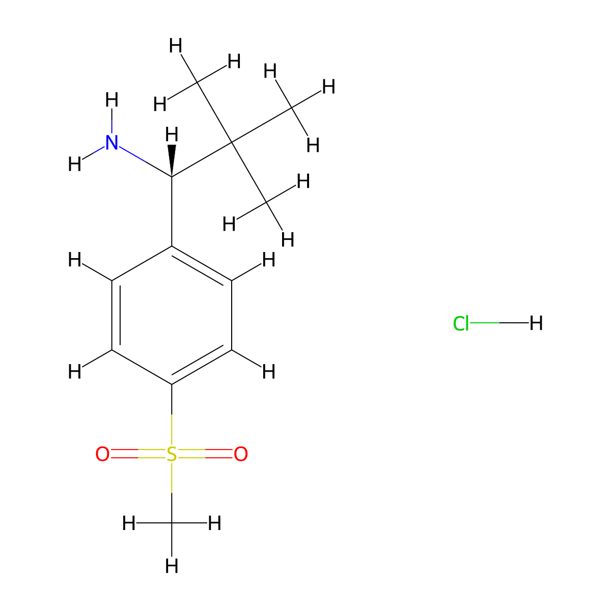 (1R)-1-(4-Methanesulfonylphenyl)-2,2-dimethylpropan-1-amine hydrochloride molecular structure, CAS 2704954-53-8