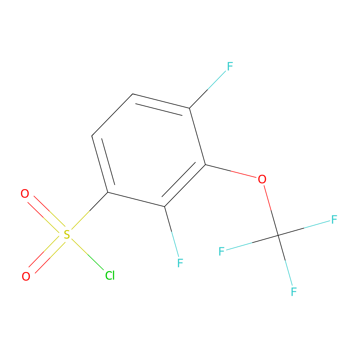 2,4-Difluoro-3-(trifluoromethoxy)benzene-1-sulfonyl chloride molecular structure, CAS 2704986-40-1