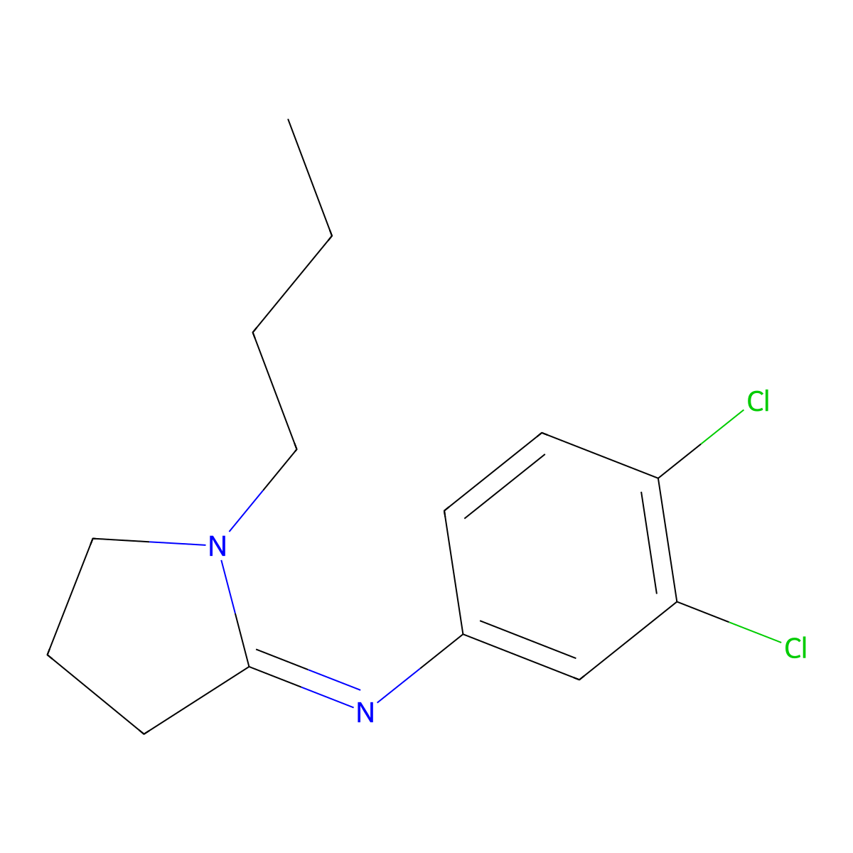 N-(1-Butyl-2-pyrrolidinylidene)-3,4-dichlorobenzenamine molecular structure, CAS 27050-41-5