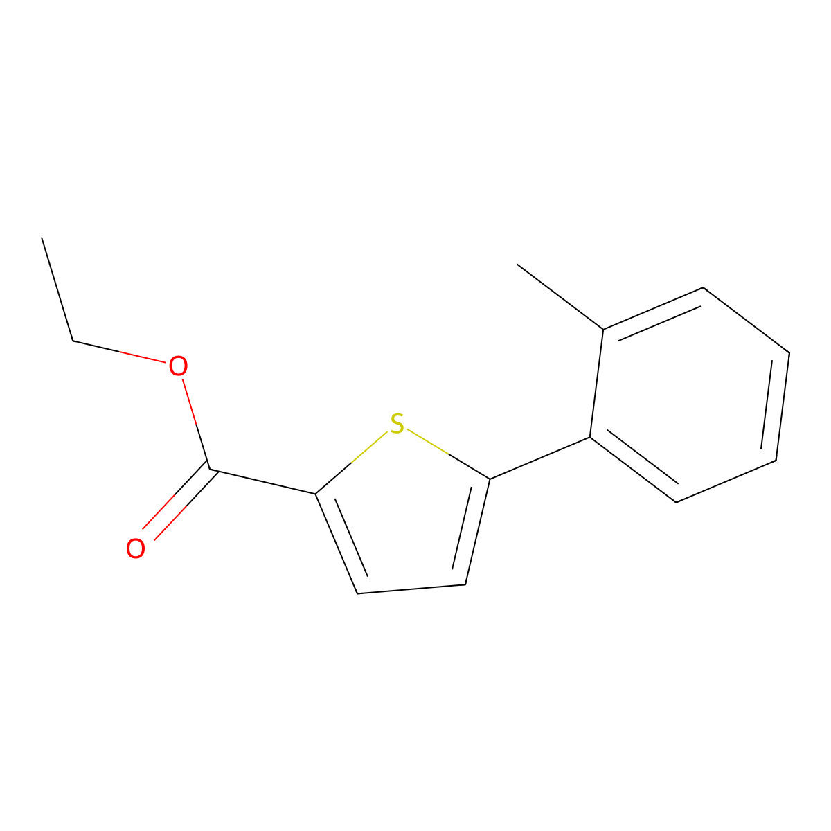 Ethyl 5-(2-methylphenyl)-2-thiophenecarboxylate molecular structure, CAS 2705174-25-8