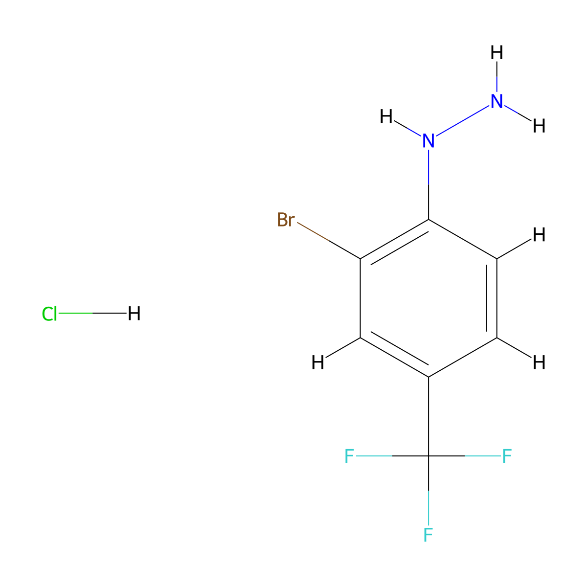 [2-Bromo-4-(trifluoromethyl)phenyl]hydrazine hydrochloride molecular structure, CAS 2705206-97-7