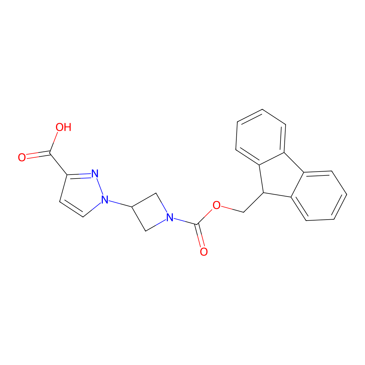 1-(1-{[(9H-fluoren-9-yl)methoxy]carbonyl}azetidin-3-yl)-1H-pyrazole-3-carboxylic acid molecular structure, CAS 2705209-30-7