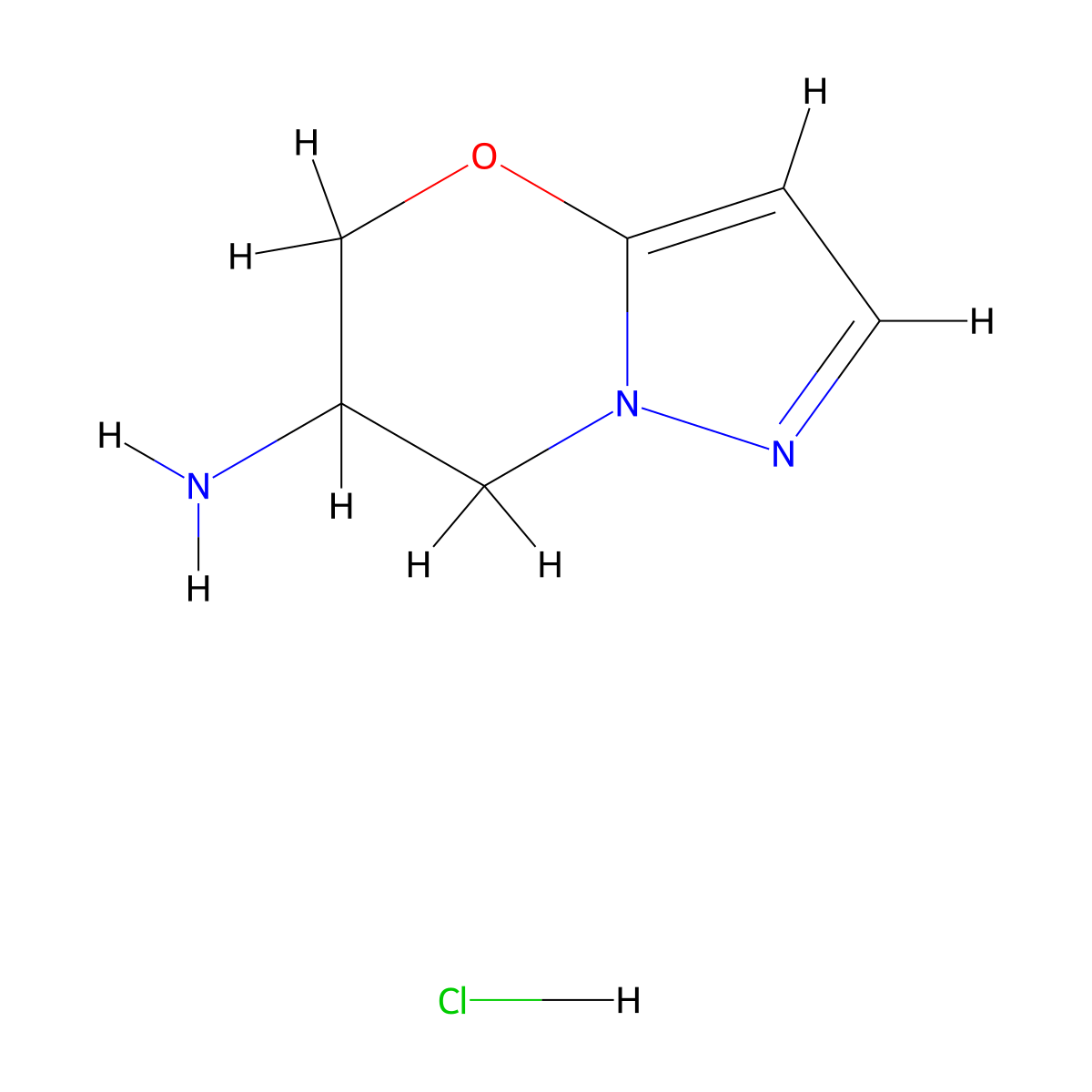 6,7-Dihydro-5H-pyrazolo[5,1-b][1,3]oxazin-6-amine hydrochloride molecular structure, CAS 2705222-77-9