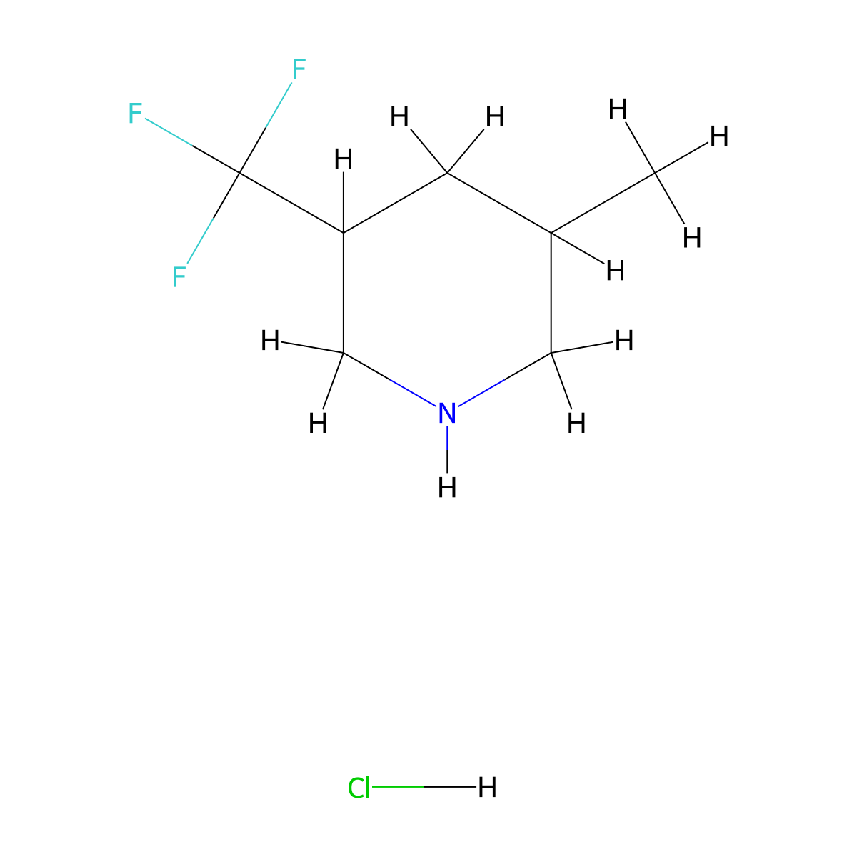 3-methyl-5-(trifluoromethyl)piperidine hydrochloride, Mixture of diastereomers molecular structure, CAS 2705223-21-6
