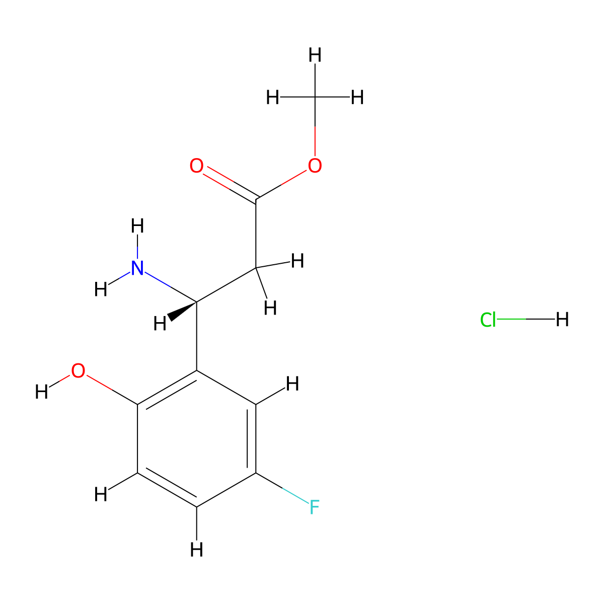 Methyl (3R)-3-amino-3-(5-fluoro-2-hydroxyphenyl)propanoate hydrochloride molecular structure, CAS 2705237-04-1