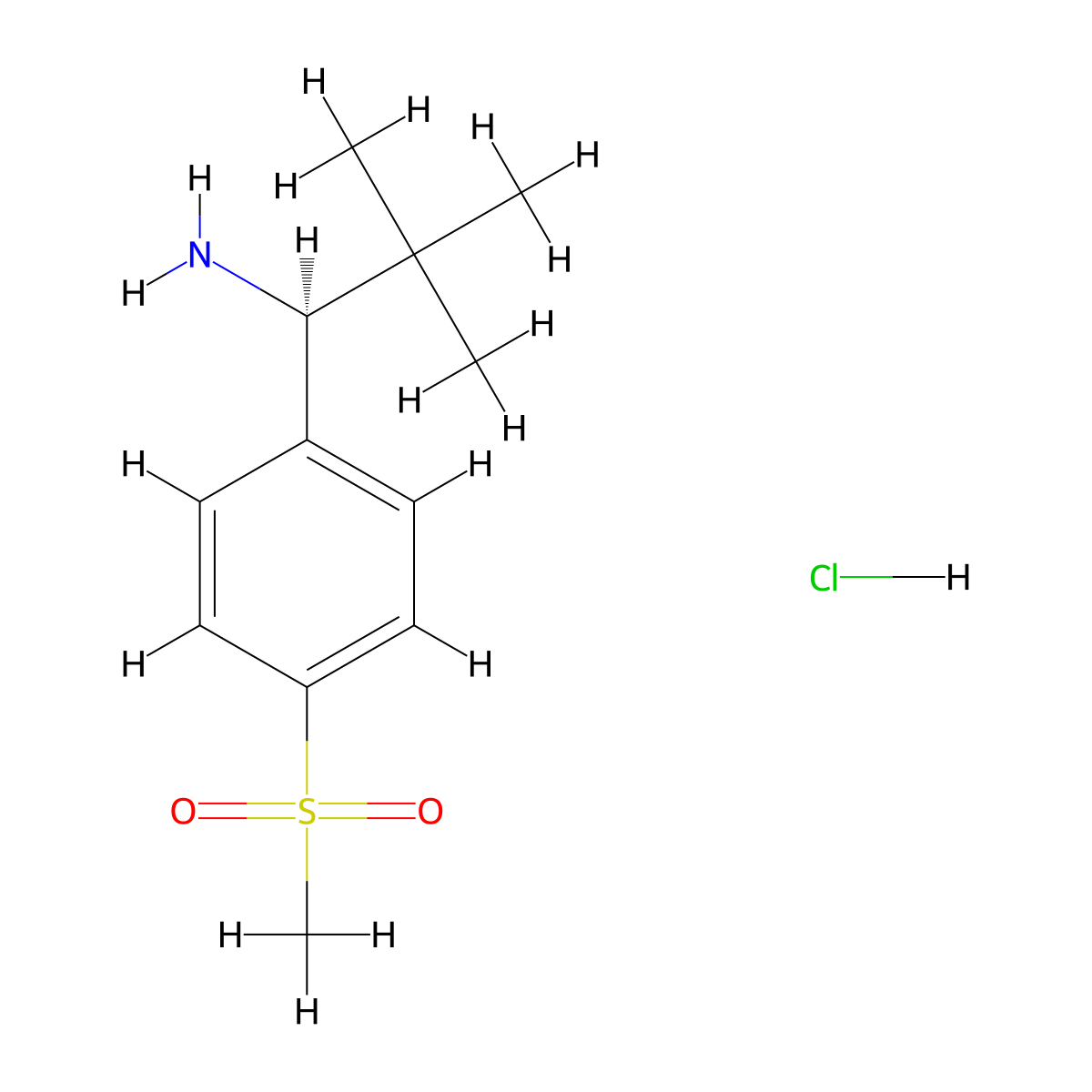 (1S)-1-(4-Methanesulfonylphenyl)-2,2-dimethylpropan-1-amine hydrochloride molecular structure, CAS 2705237-27-8