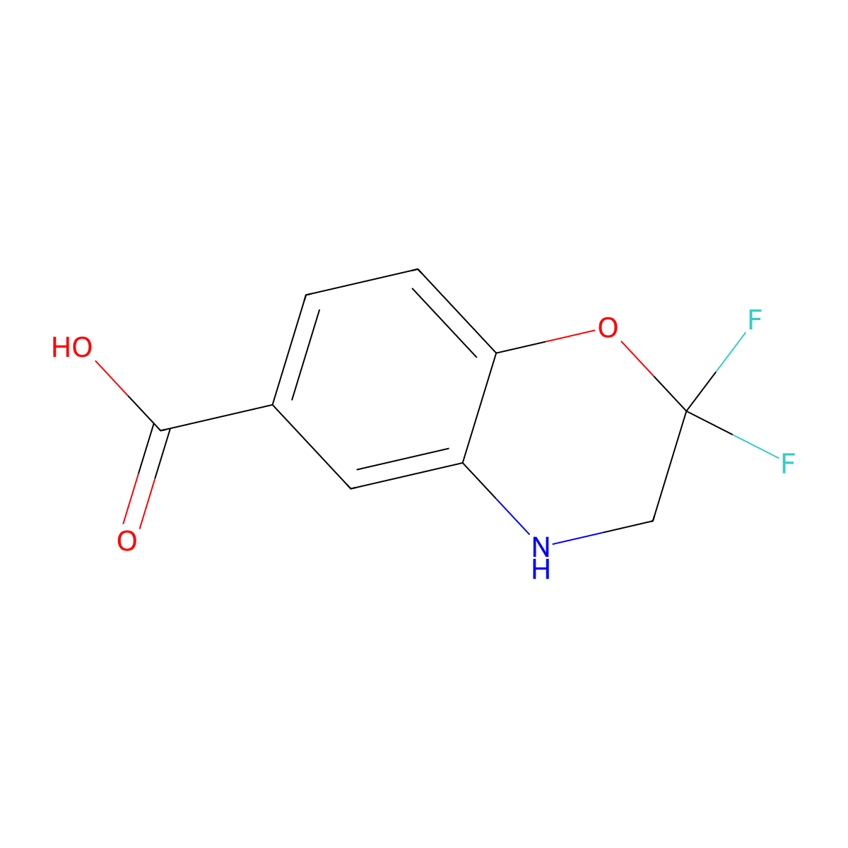 2,2-difluoro-3,4-dihydro-2H-1,4-benzoxazine-6-carboxylic acid molecular structure, CAS 2705237-28-9