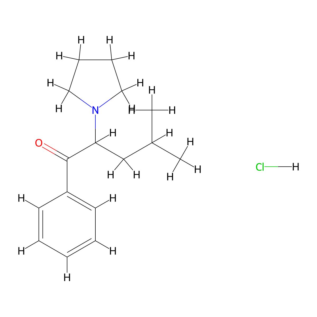 4-Methyl-1-phenyl-2-(pyrrolidin-1-yl)pentan-1-one hydrochloride molecular structure, CAS 2705245-60-7