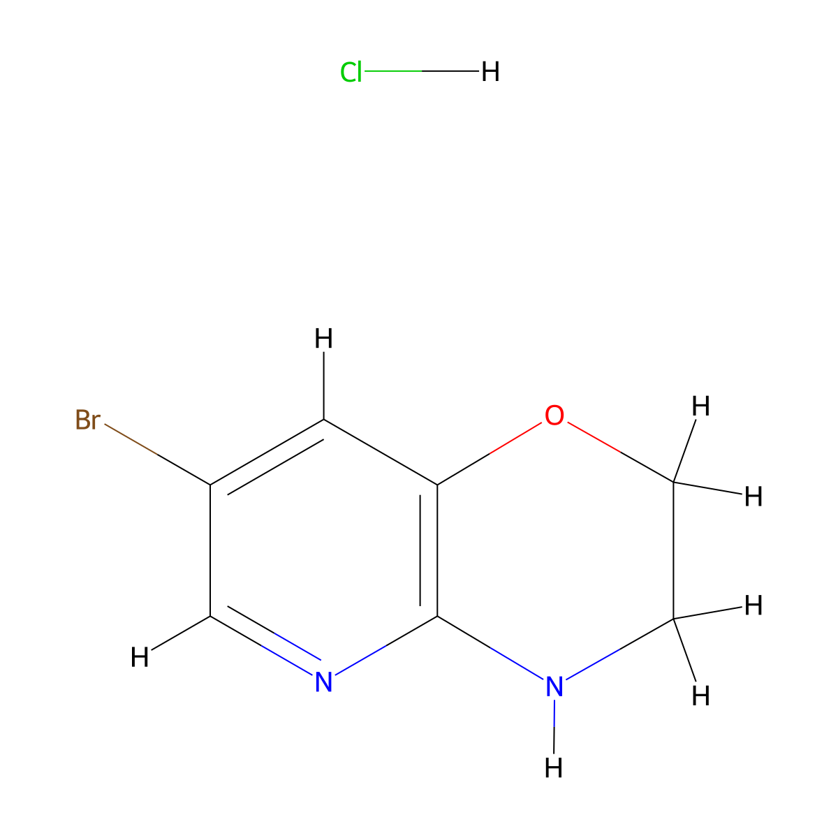 7-Bromo-3,4-dihydro-2H-pyrido[3,2-b][1,4]oxazine hydrochloride molecular structure, CAS 2705303-17-7