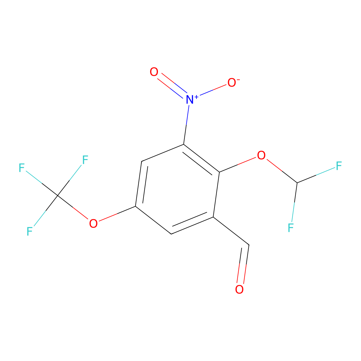 2-(Difluoromethoxy)-3-nitro-5-(trifluoromethoxy)benzaldehyde molecular structure, CAS 2705328-32-9