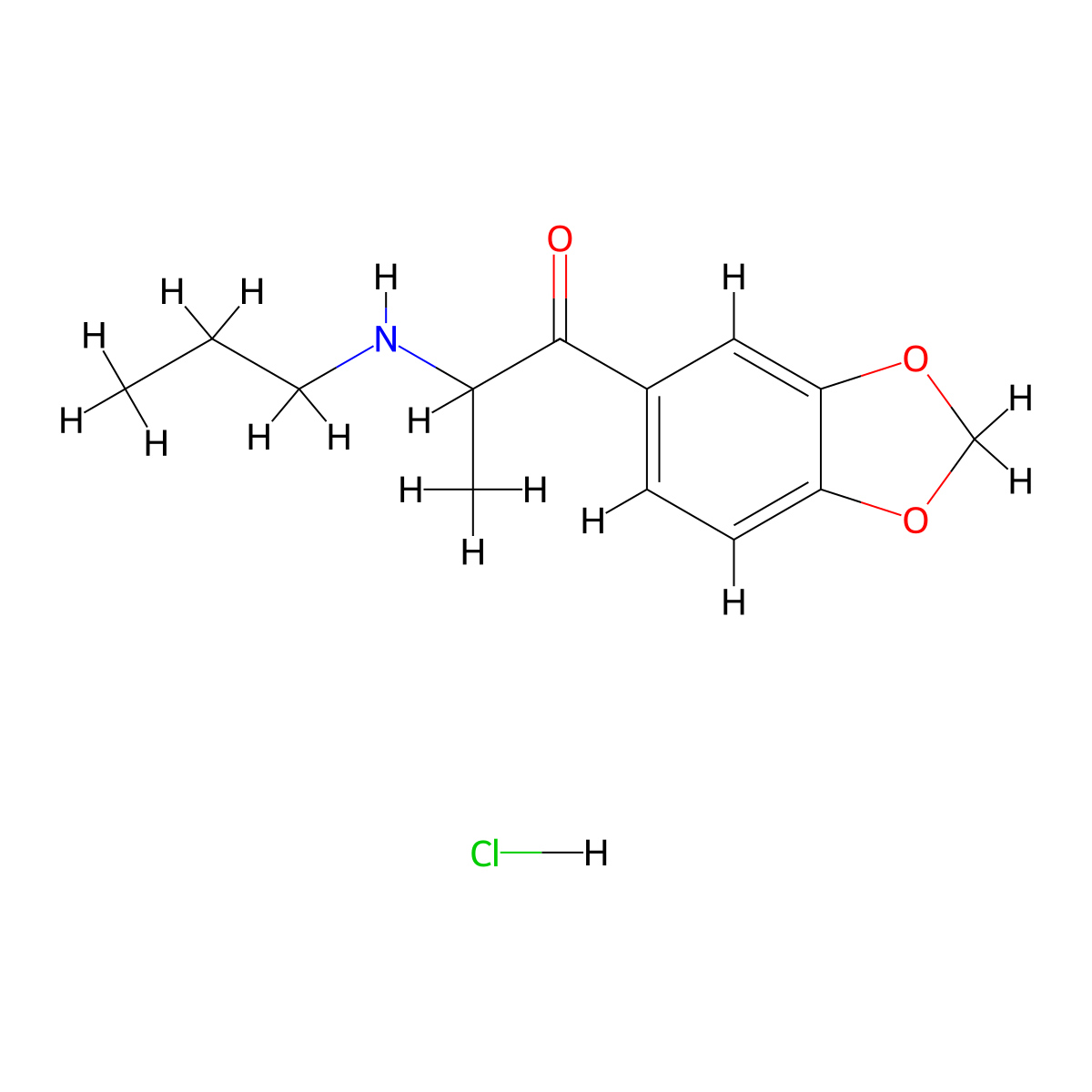 3,4-Methylenedioxy-N-propylcathinone hydrochloride molecular structure, CAS 2705469-52-7