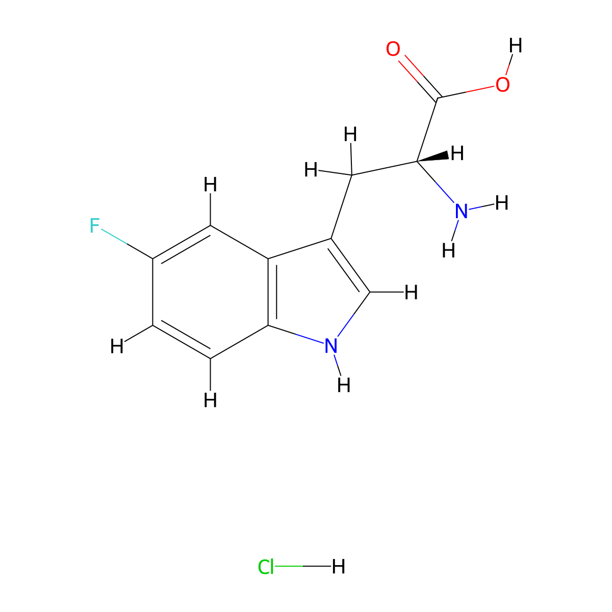 (R)-2-Amino-3-(5-fluoro-1H-indol-3-yl)propanoic acid hydrochloride molecular structure, CAS 2705518-76-7