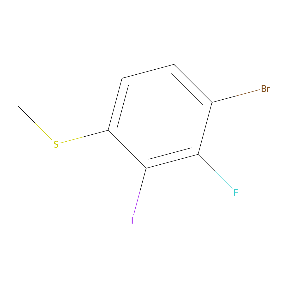 (4-Bromo-3-fluoro-2-iodophenyl)(methyl)sulfane molecular structure, CAS 2705556-71-2