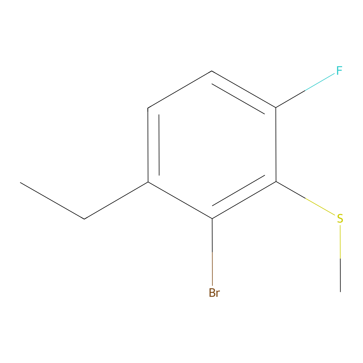 2-Bromo-1-ethyl-4-fluoro-3-(methylthio)benzene molecular structure, CAS 2705600-74-2