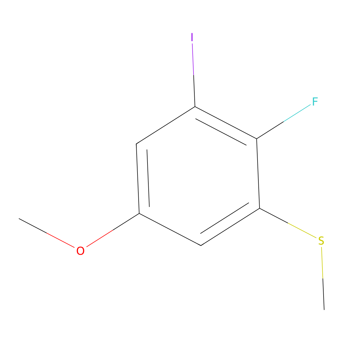 (2-Fluoro-3-iodo-5-methoxyphenyl)(methyl)sulfane molecular structure, CAS 2705647-94-3