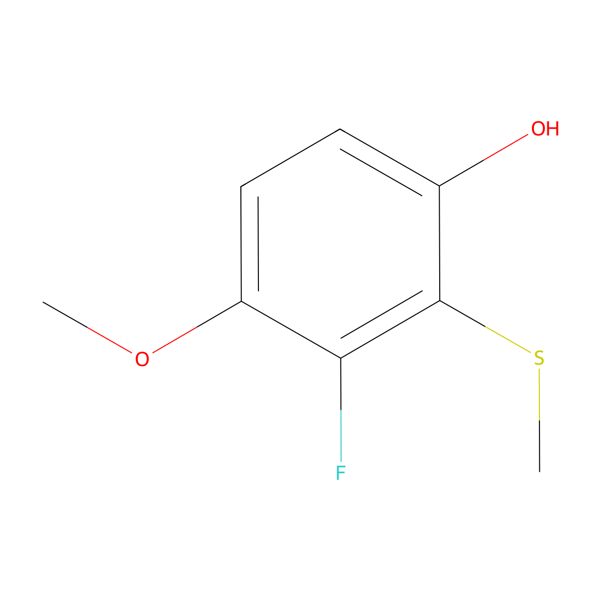 3-Fluoro-4-methoxy-2-(methylthio)phenol molecular structure, CAS 2705650-66-2