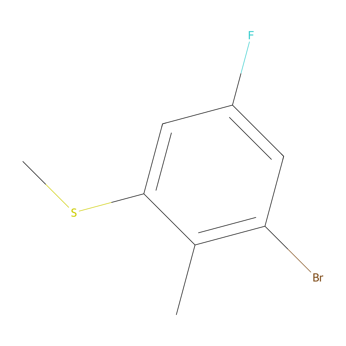 (3-Bromo-5-fluoro-2-methylphenyl)(methyl)sulfane molecular structure, CAS 2705664-65-7