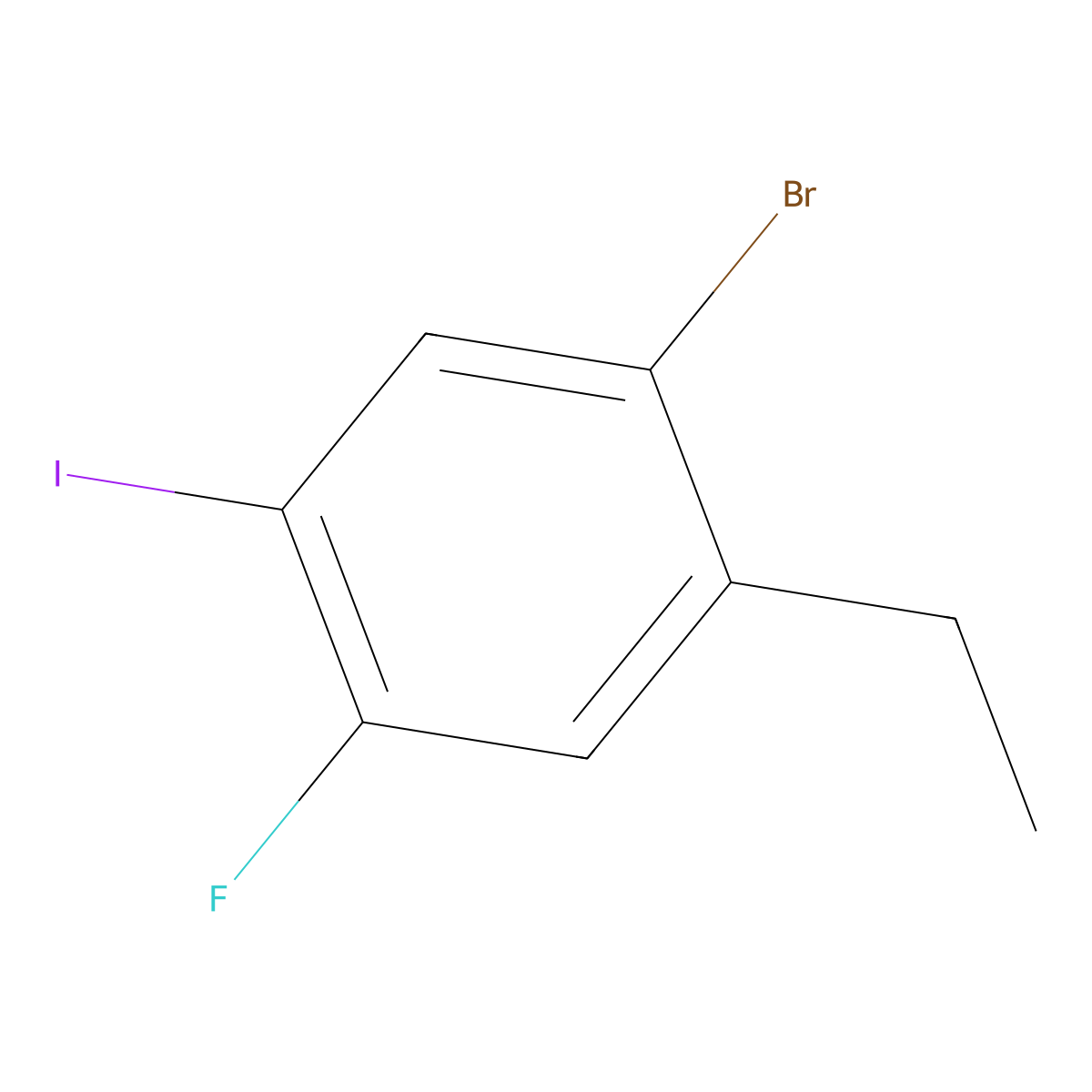 1-Bromo-2-ethyl-4-fluoro-5-iodobenzene molecular structure, CAS 2705696-78-0