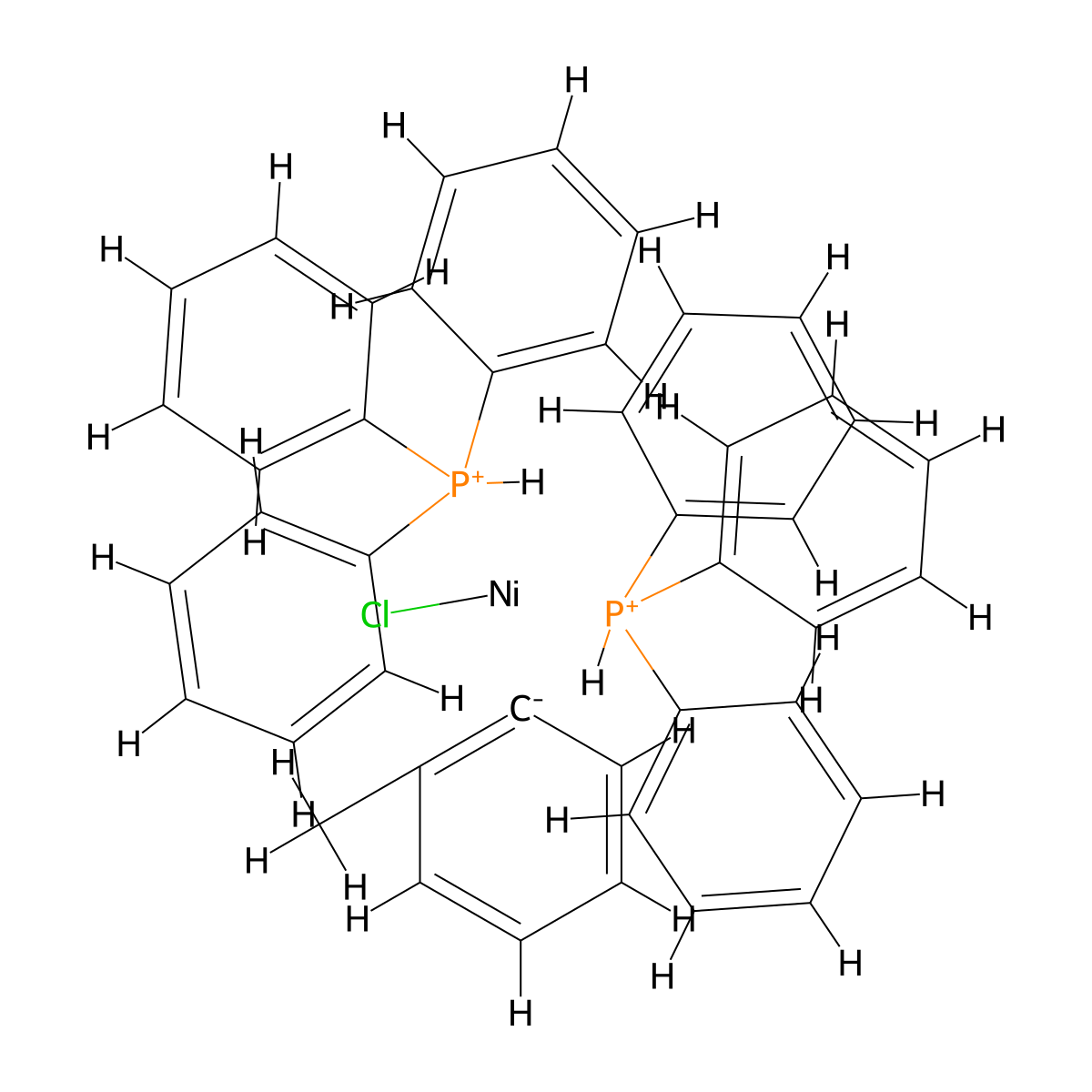 Bis(triphenylphosphino)(2-methylphenyl)chloronickel(II) molecular structure, CAS 27057-09-6