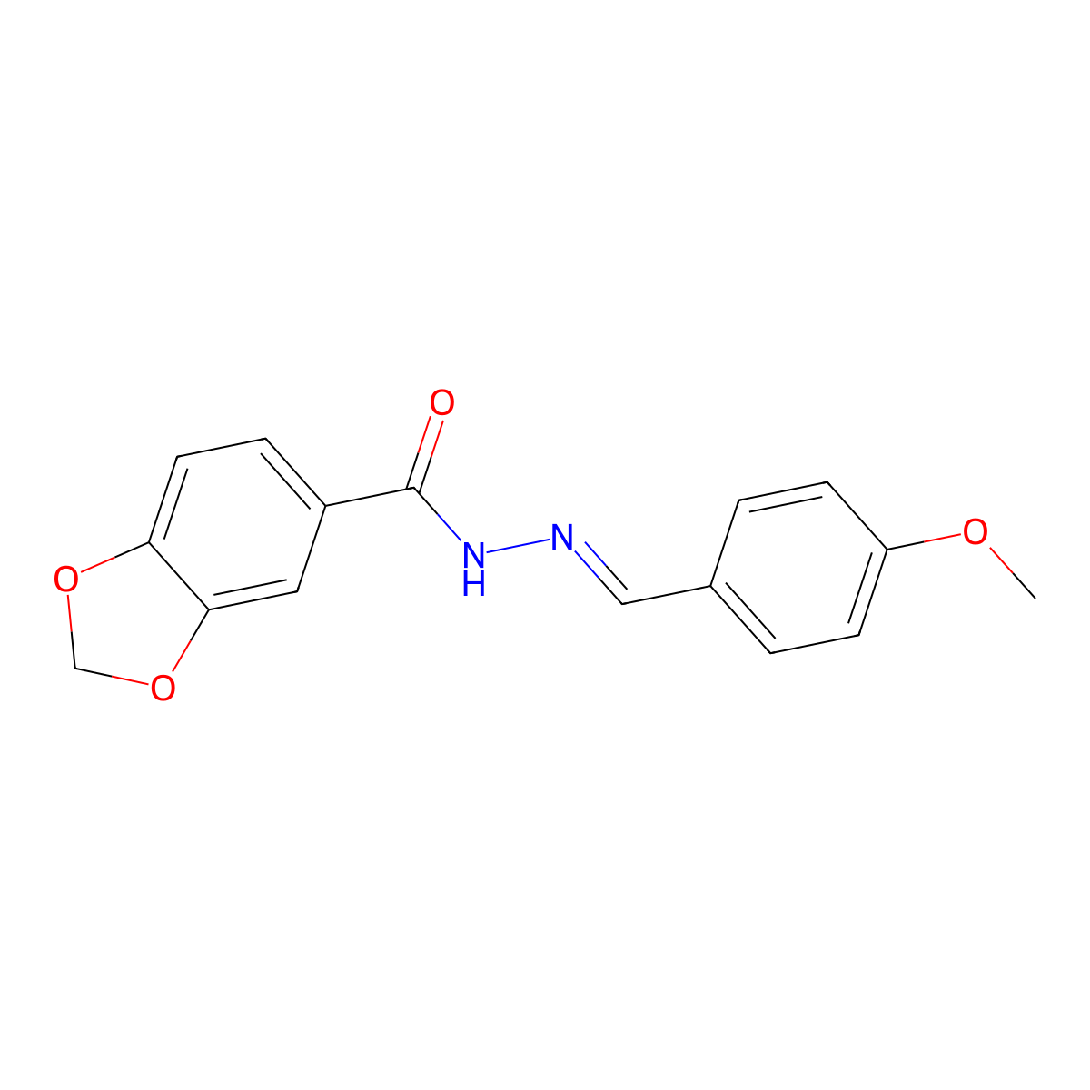 N-[(E)-(4-methoxyphenyl)methylideneamino]-1,3-benzodioxole-5-carboxamide molecular structure, CAS 270575-94-5