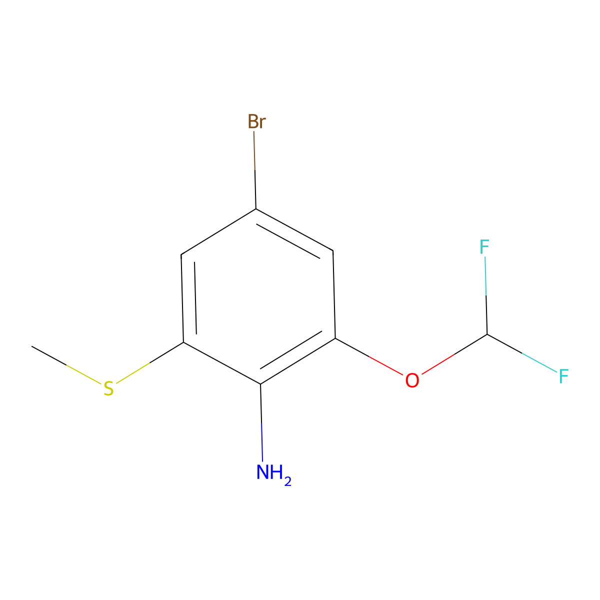 4-Bromo-2-(difluoromethoxy)-6-(methylsulfanyl)aniline molecular structure, CAS 2705751-64-8