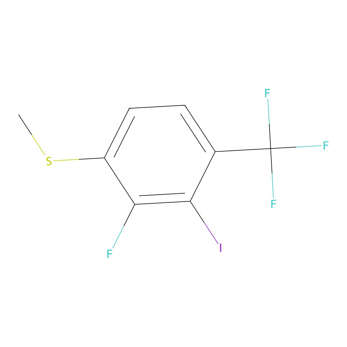 (2-Fluoro-3-iodo-4-(trifluoromethyl)phenyl)(methyl)sulfane molecular structure, CAS 2705760-71-8