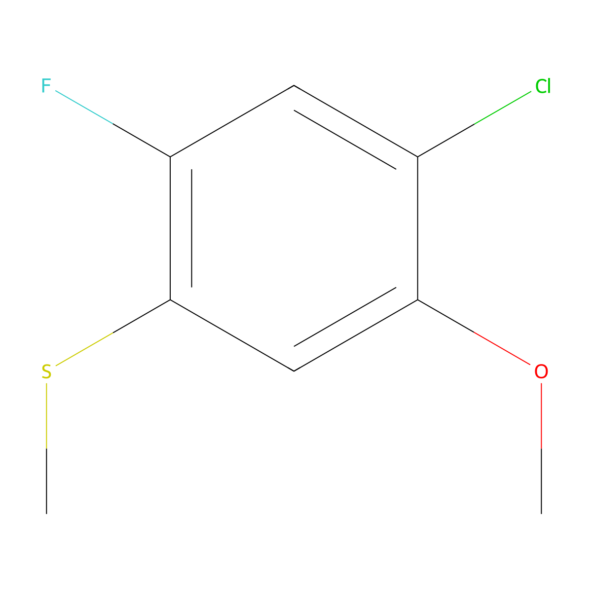 (4-Chloro-2-fluoro-5-methoxyphenyl)(methyl)sulfane molecular structure, CAS 2705796-07-0