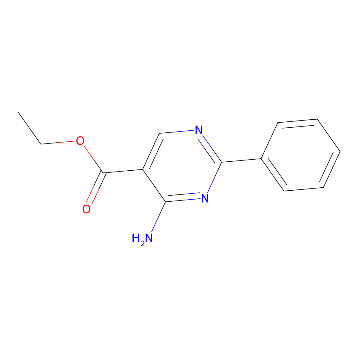 Ethyl 4-amino-2-phenylpyrimidine-5-carboxylate molecular structure, CAS 27058-46-4