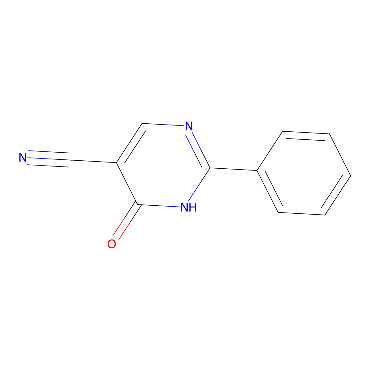 4-Hydroxy-2-phenyl-5-pyrimidinecarbonitrile molecular structure, CAS 27058-48-6