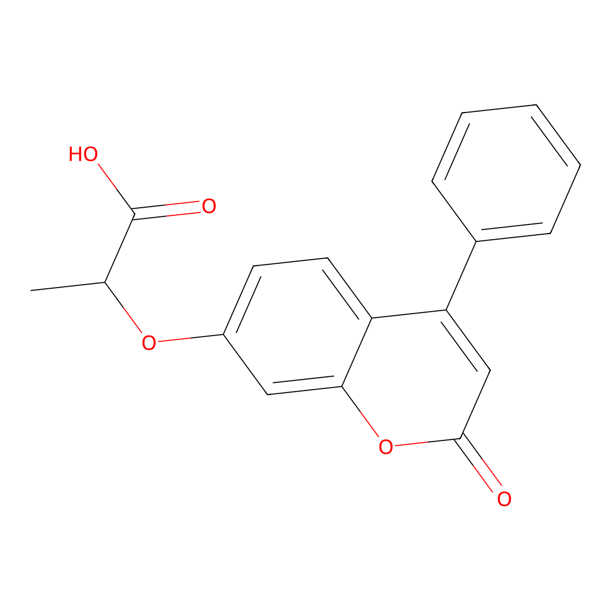 2-[(2-oxo-4-phenyl-2H-chromen-7-yl)oxy]propanoic acid molecular structure, CAS 270596-08-2