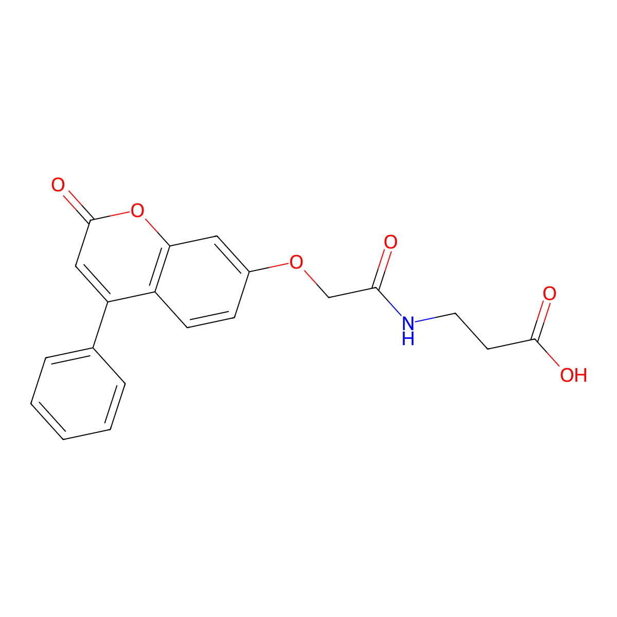3-(2-((2-oxo-4-phenyl-2H-chromen-7-yl)oxy)acetamido)propanoic acid molecular structure, CAS 270596-12-8