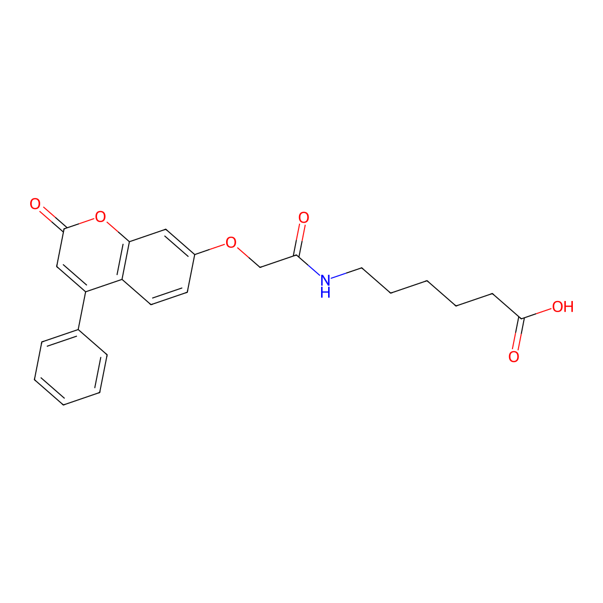 6-({[(2-oxo-4-phenyl-2H-chromen-7-yl)oxy]acetyl}amino)hexanoic acid molecular structure, CAS 270596-16-2
