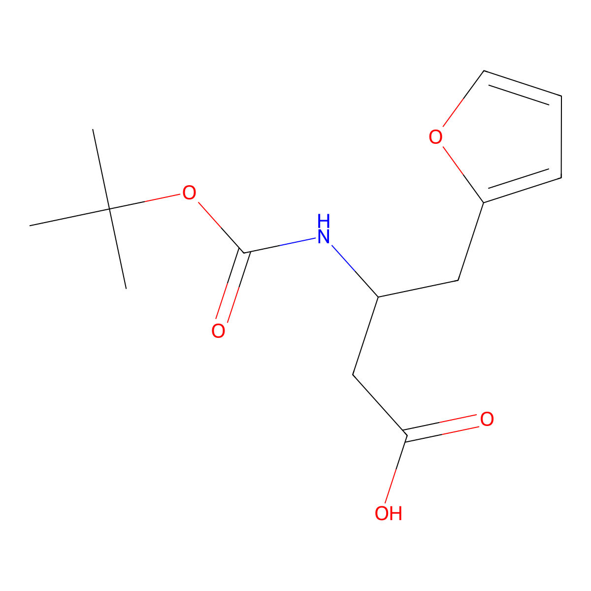 (R)-3-((tert-butoxycarbonyl)amino)-4-(furan-2-yl)butanoic acid molecular structure, CAS 270596-33-3