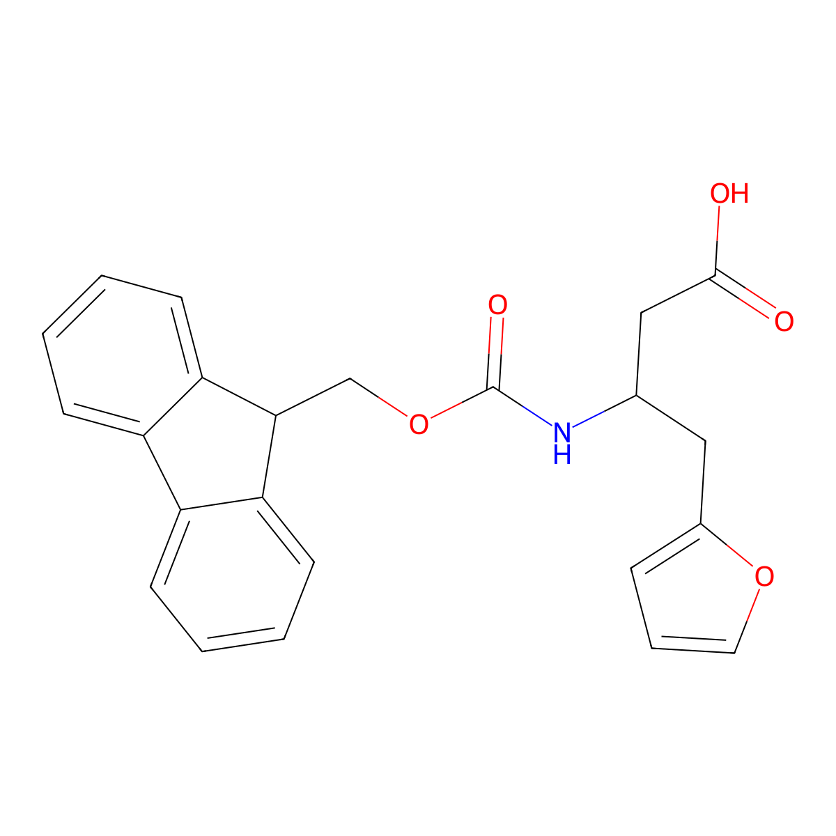 Fmoc-(R)-3-Amino-4-(2-furyl)-butyric acid molecular structure, CAS 270596-34-4