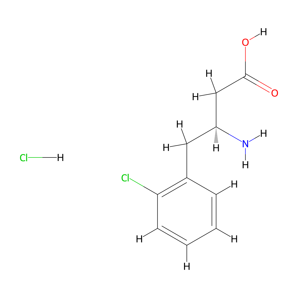 (S)-3-Amino-4-(2-chlorophenyl)butanoic acid hydrochloride molecular structure, CAS 270596-36-6